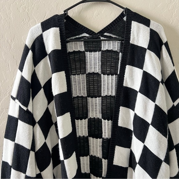Shein Checkered Oversized Cardigan Sweater - Picture 2 of 5